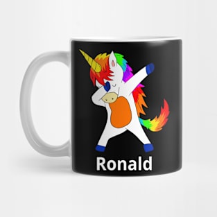 Ronald First Name Personalized Dabbing Unicorn Mug